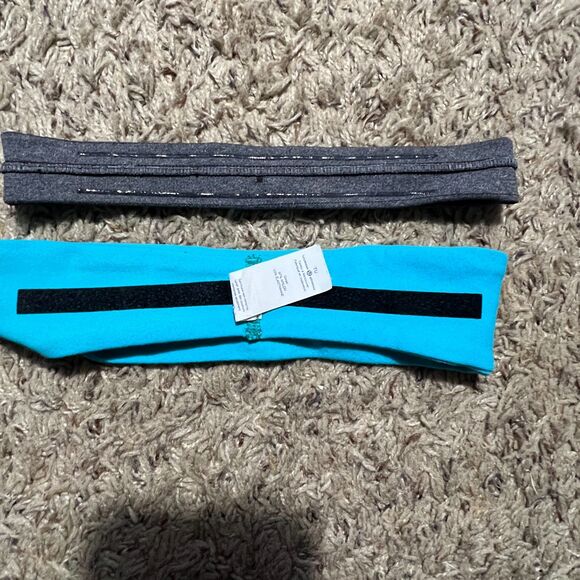 Lululemon Fly Away Tamer Headband Bundle of 2 Teal and Gray - Picture 4 of 5